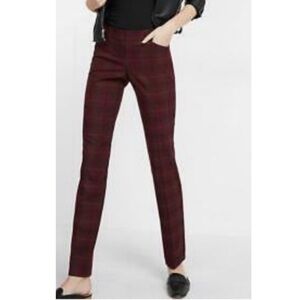Express Women's Burgundy Plaid Slim Trousers